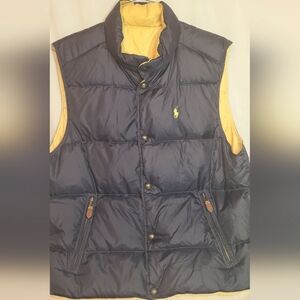 Vintage Polo Ralph Lauren Down Puffer Mens Size XL Navy Yellow Reversible.
